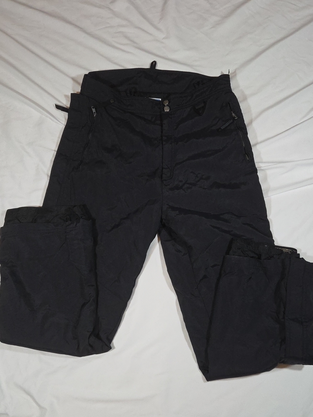 Vintage Powderhorn Full Side Zip Ski Pants 0973 Black Metal YKK Zipper Size XL
